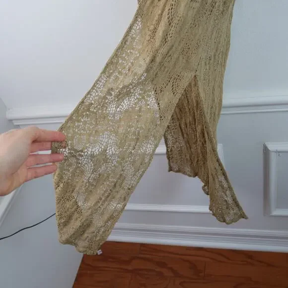 Vintage S M Lace Vest Longline Duster Shabby Chic Boho Hippy Festival Romantic - Picture 8 of 11